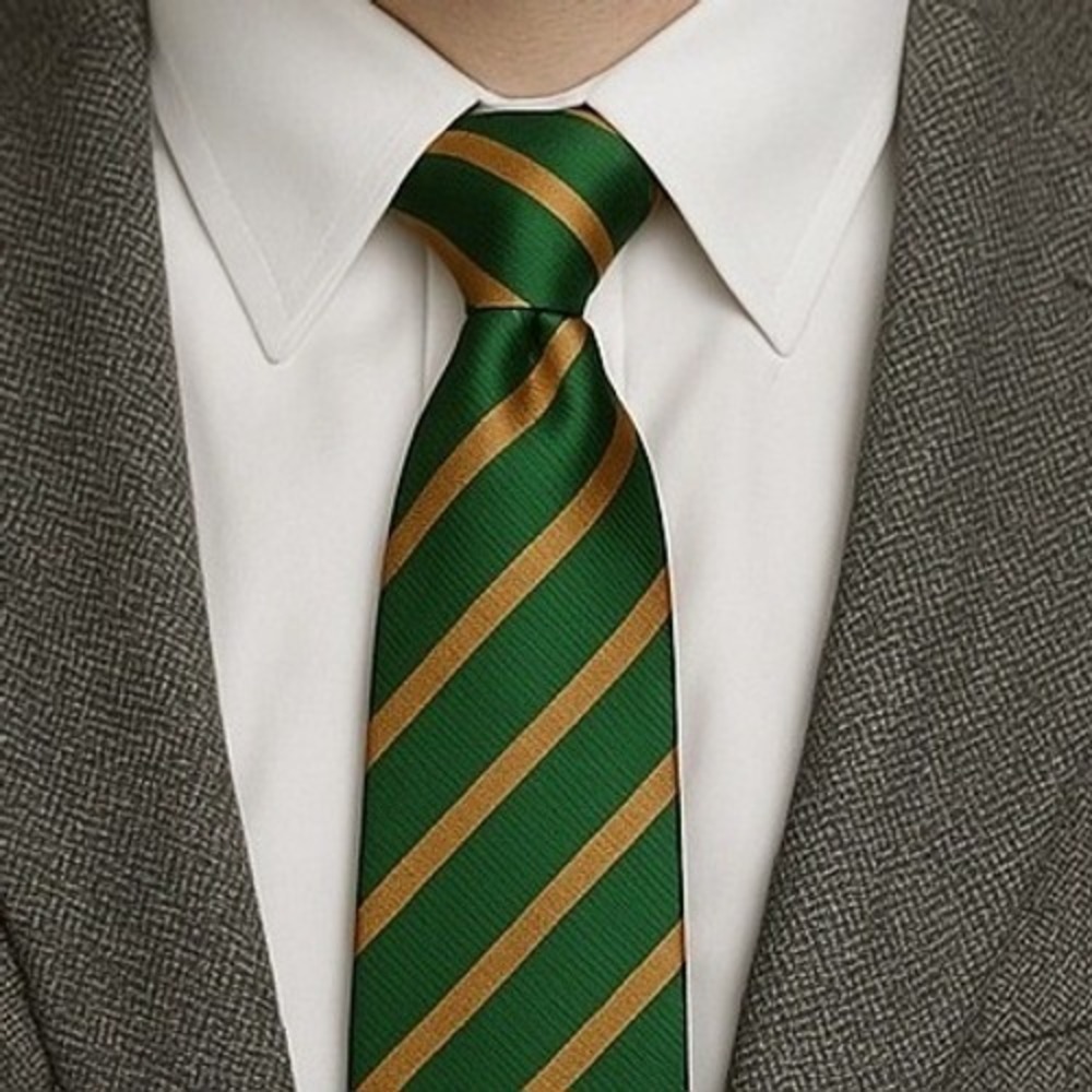 Greenbrier Necktie Green Taupe Striped St Patrick's Day Holiday‎ Novelty Festive